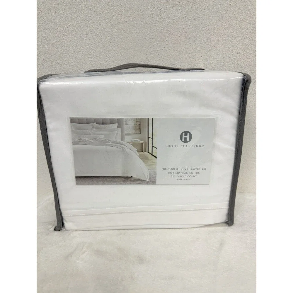 Hotel Collection 525 TC Egyptian Cotton FULL / QUEEN Duvet + 2 Shams White